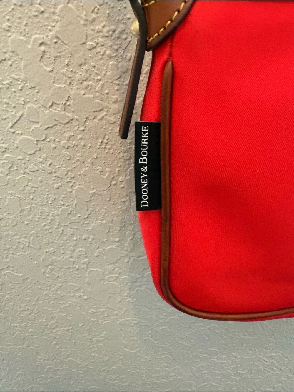 Dooney & Bourke Nylon Red Crossbody with Brown Leather Trim Adjustable Straps - Picture 10 of 15